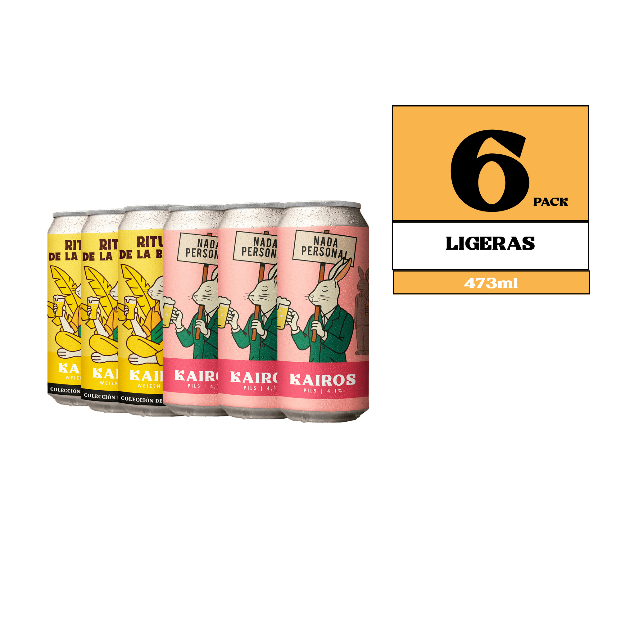 6 Pack Cerveza Artesanal Kairos Brewing Ligeras - Mix Pilsen y Weizen - ZORBO