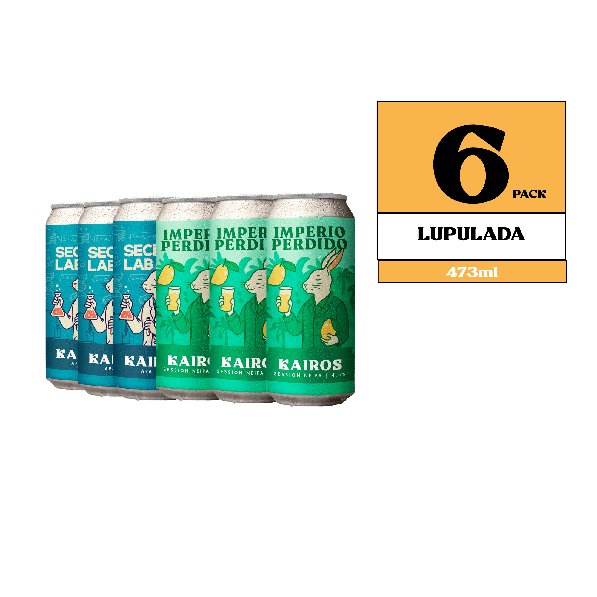 6 Pack Cerveza Artesanal Kairos Brewing Lupuladas - Mix NEIPA y APA - ZORBO