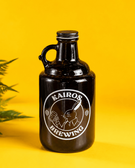 Growler Kairos Brewing 1 Litro (1.000cc) - Botellón de Vidrio Ámbar Reutilizable - ZORBO
